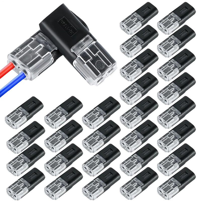 30 Pieces No Stripping Adapter | Automotive LED Solderless Quick-Insert 2-Pin D2 Plug Terminal Connector, LED Connector for Automotive Car Modification Home Improvement