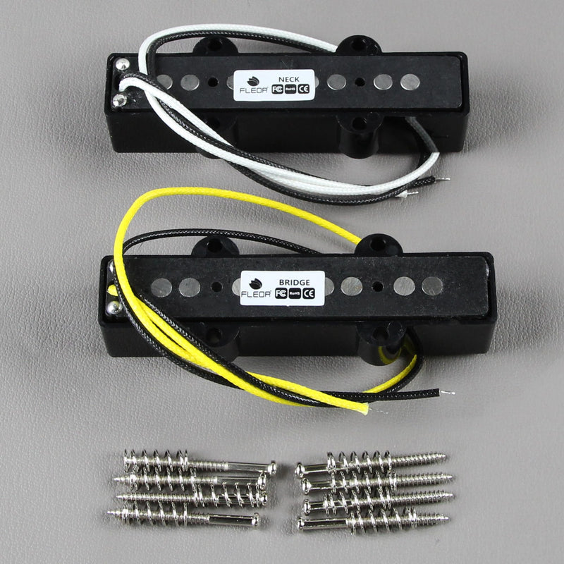FLEOR Alnico 5 J Bass Pickups Neck & Bridge Pickup Set for 4 Strings J Bass Guitar Pickup Part Neck+Bridge Pickup