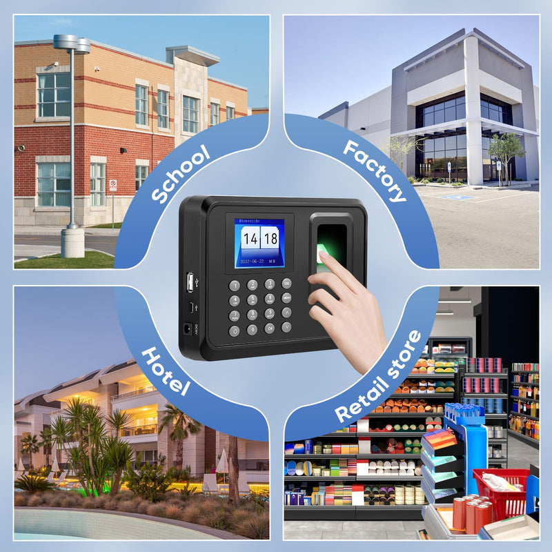 Time recording for small businesses, no network required, working time recording with auto calculation function, stamp clock, time recording with fingerprint