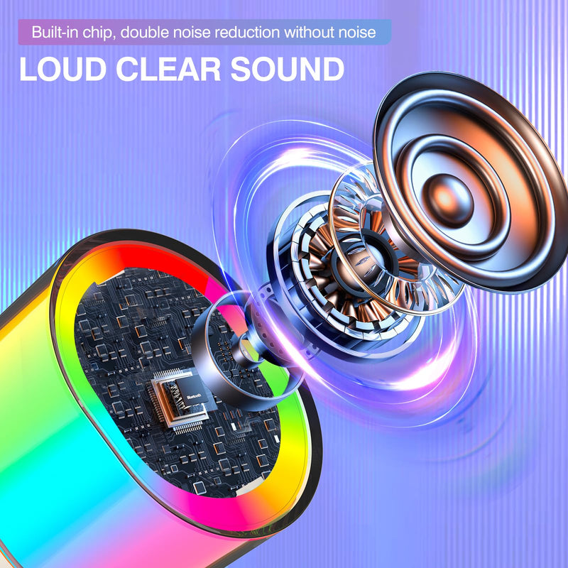 [AUSTRALIA] - Mini Karaoke Machine for Kids Portable Bluetooth 5.3 Speaker Led Lights with 2 Wireless Microphones Karaoke Gifts for Girls Boys Audlt Birthday Christmas Indoor Outdoor Home Party 
