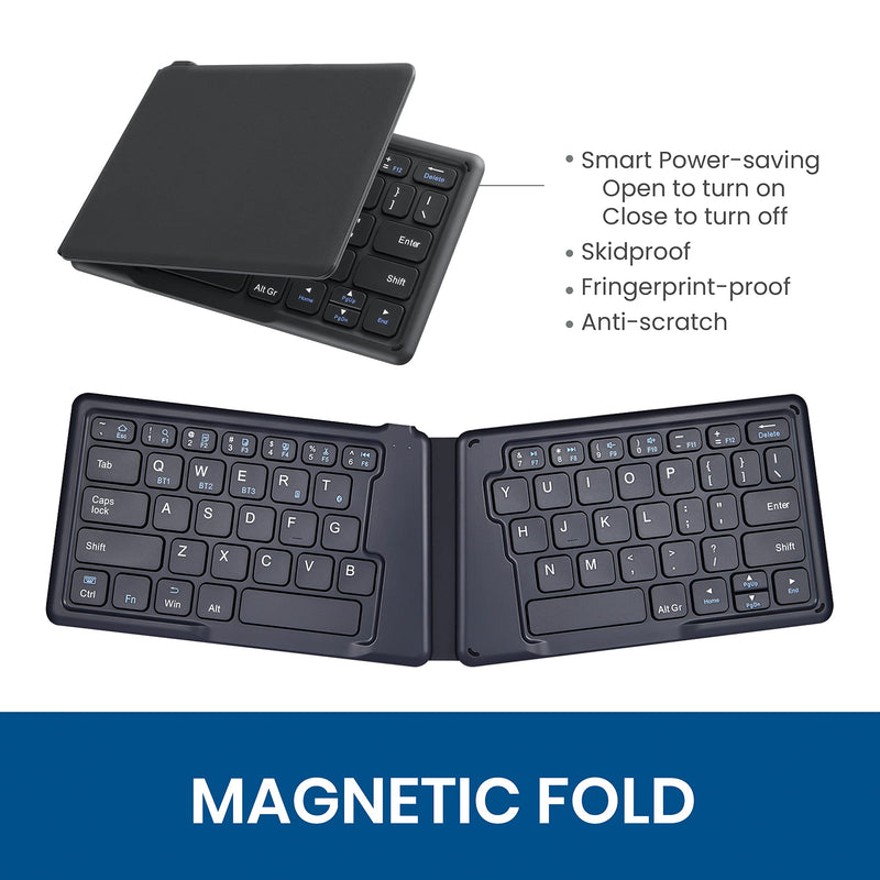 Perixx PERIBOARD-805E US, Wireless Foldable Ergonomic Bluetooth Keyboard, Ultra-Thin X Type Keys, Compatible with iOS, Android, or Windows Smartphone, Tablet, or Laptops, US English