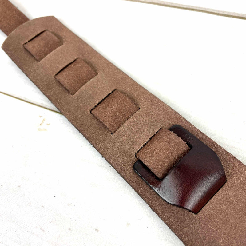 Walker & Williams S-05 Dark Walnut Brown Full Grain Extra Thick Soft Italian Leather Rugged Finish Guitar Strap