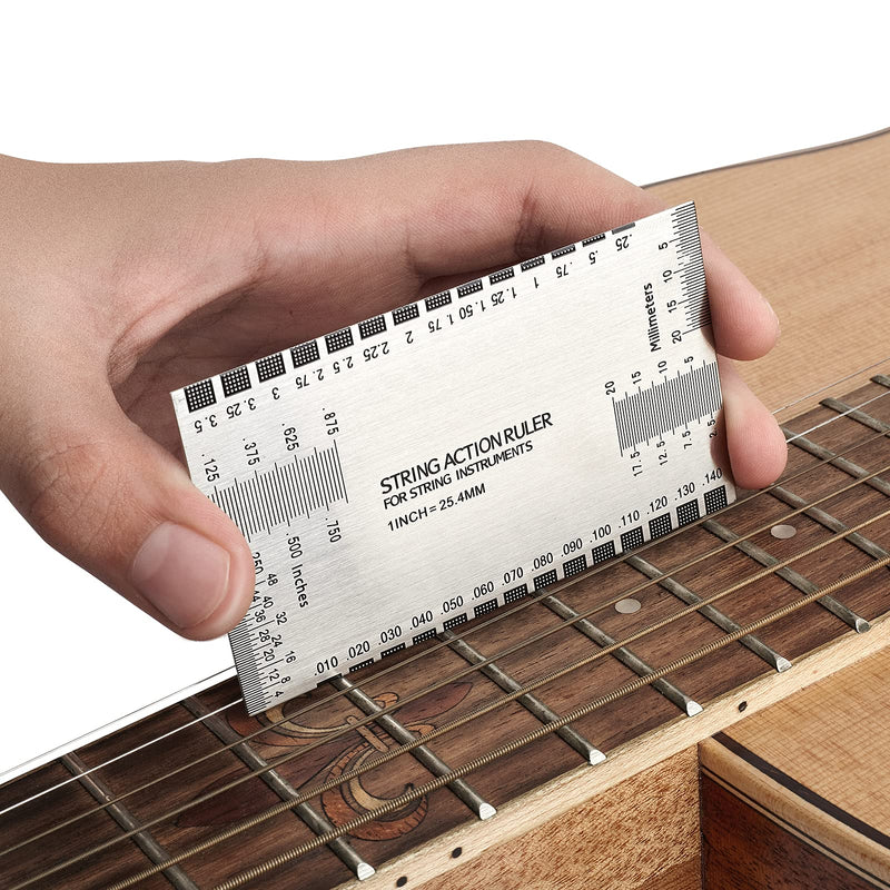 Guitar Luthier Tool Set, Guitar Fret Crowning File, Fret Leveling Beam, String Action Ruler Gauge, Feeler Gauge, Fret Rocker, Fingerboard Guards, String Spreaders and Replacement Sanding Papers Guitar Repairing Maintenance Tool Kit