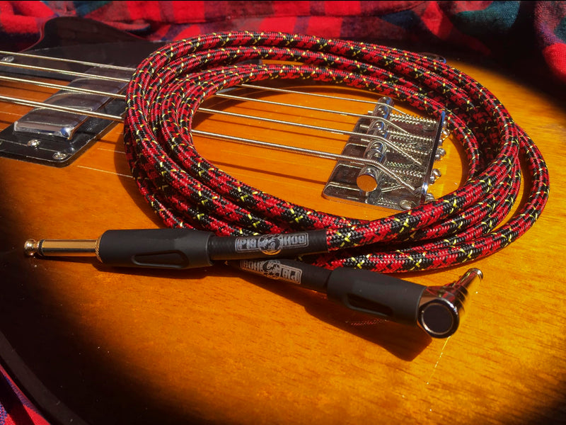 Pig Hog PCH20PLR Right-Angle 1/4" to 1/4" Tartan Plaid Guitar Instrument Cable, 20 Feet