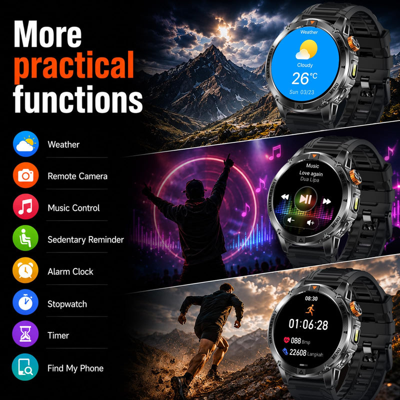 KPEP Smart Watch for Men (Answer/Make Call) - 1.53" HD Military Smartwatch | 100 Days Extra-Long Battery Life Fitness Tracker, Flashlight/100+Sports/Heart Rate/Sleep Monitor/IP68 Waterproof Android iOS