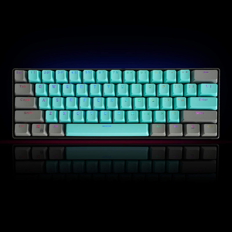IOAOI 60 Percent Keycaps, 61 Keycaps OEM Profile Keycaps PBT Keycaps for Cherry MX Switches /GH60/ RK61/ ALT61/ Annie Mechanical Keyboards with Key Puller (Cyan Gray) - Only Keycaps Color04