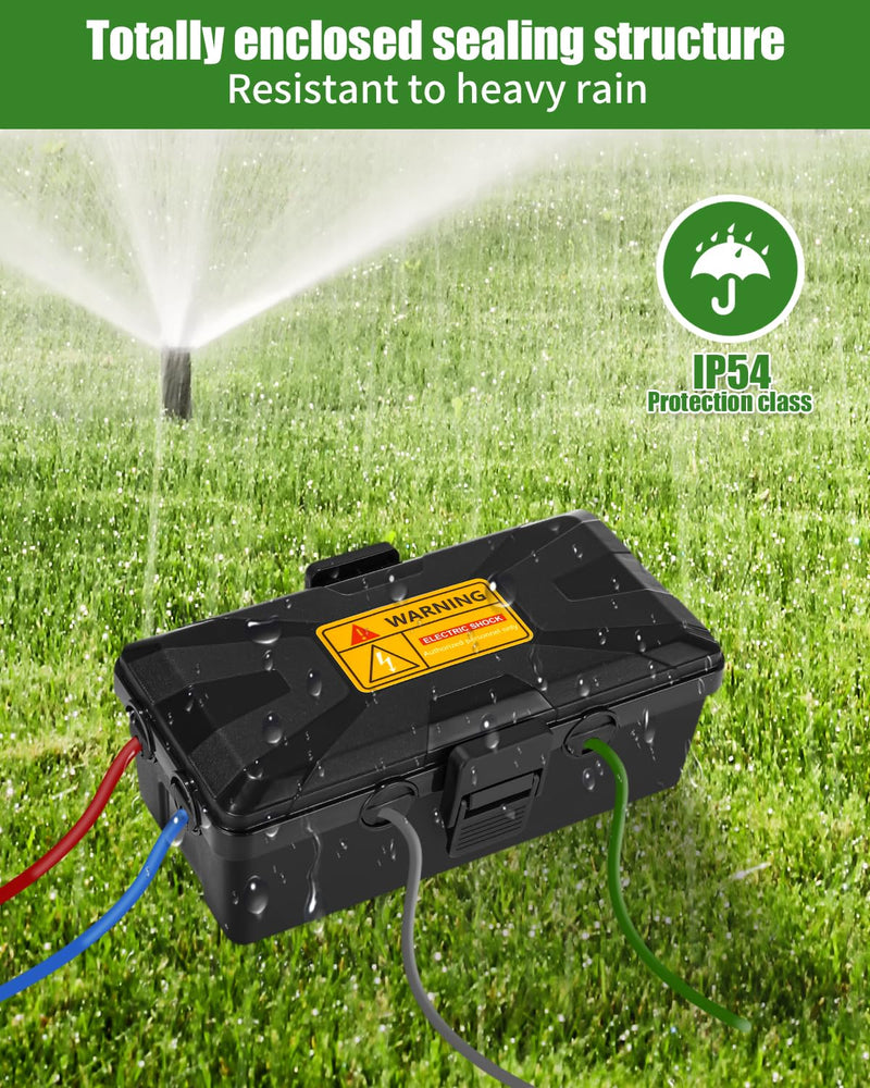 Waterproof Cable Box, 26.1 x 15 x 9.4 cm, Outdoor Cable Safe Box, Cable Box, Cable Box, 6 Cable Inputs and Outputs, Weatherproof Connection Box Covers, Protect Socket, Timer, Holiday Light, Black black + 26 x 15 x 9.4 cm