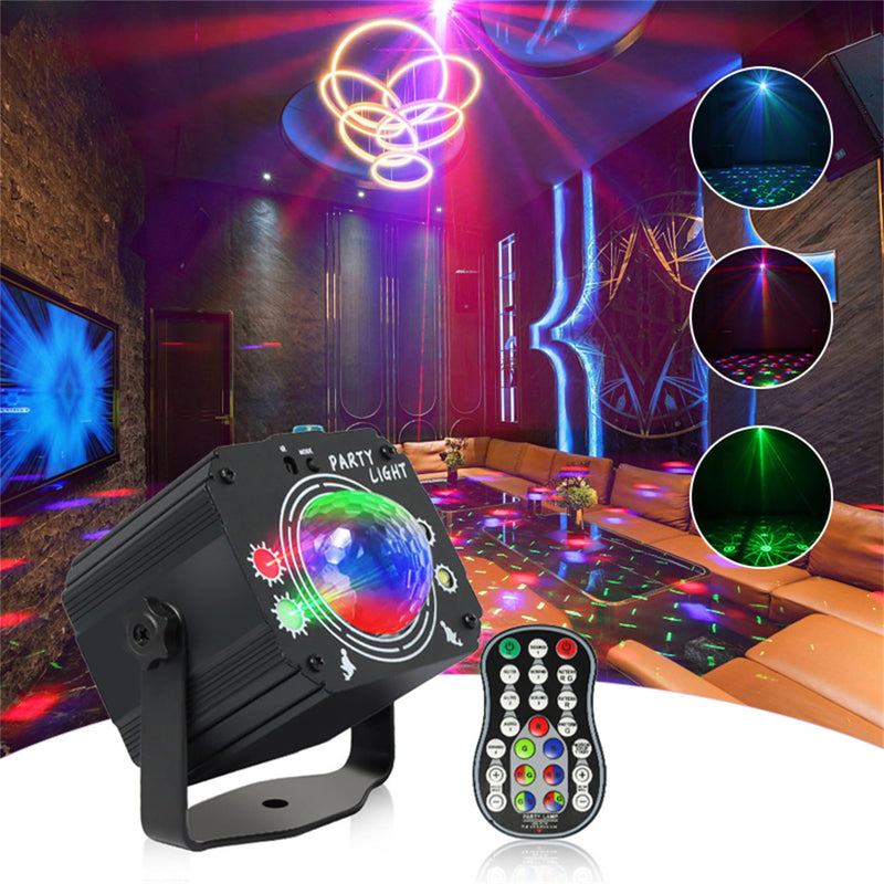 USB Powered 60-Patterns 240 Conbination Effects Stage Light Party Light Sound-Activated Disco Ball Laucnpty DJ Party Light Ideal for Christmas, Raves, Home Karaoke, Dance, Clubs, and Bar Parties