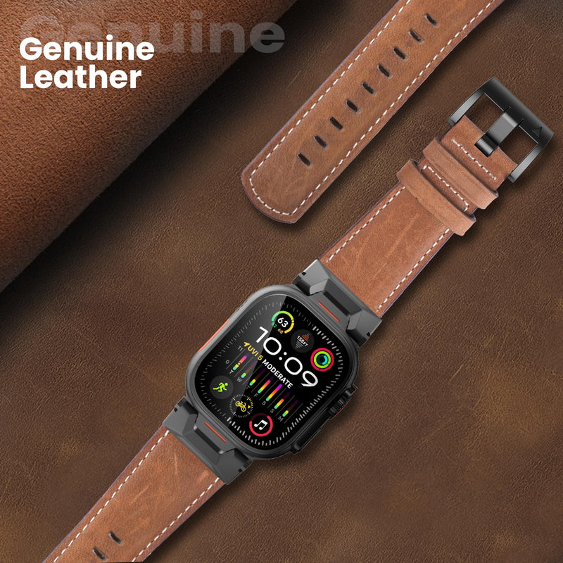 Top Grain Genuine Leather Compatible with Apple Watch Ultra Band 49mm 46mm 45mm 44mm 42mm