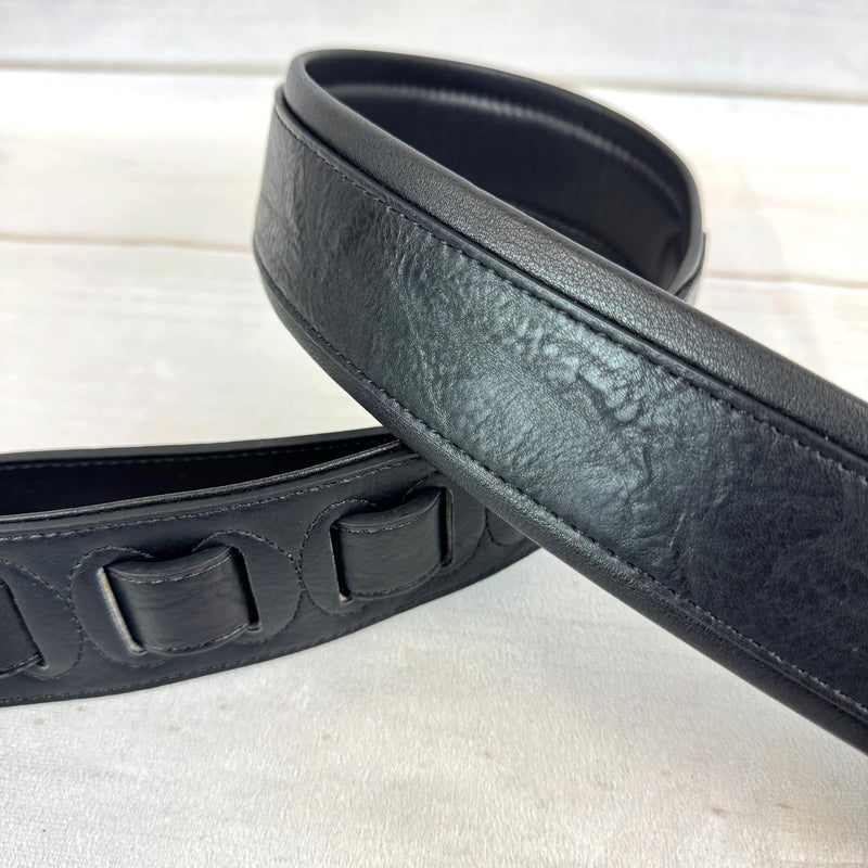 [AUSTRALIA] - Walker & Williams G-105 Black on Black 2' Wide Guitar Strap with Padded Glove Leather Back For Acoustic, Electric, And Bass Guitars 