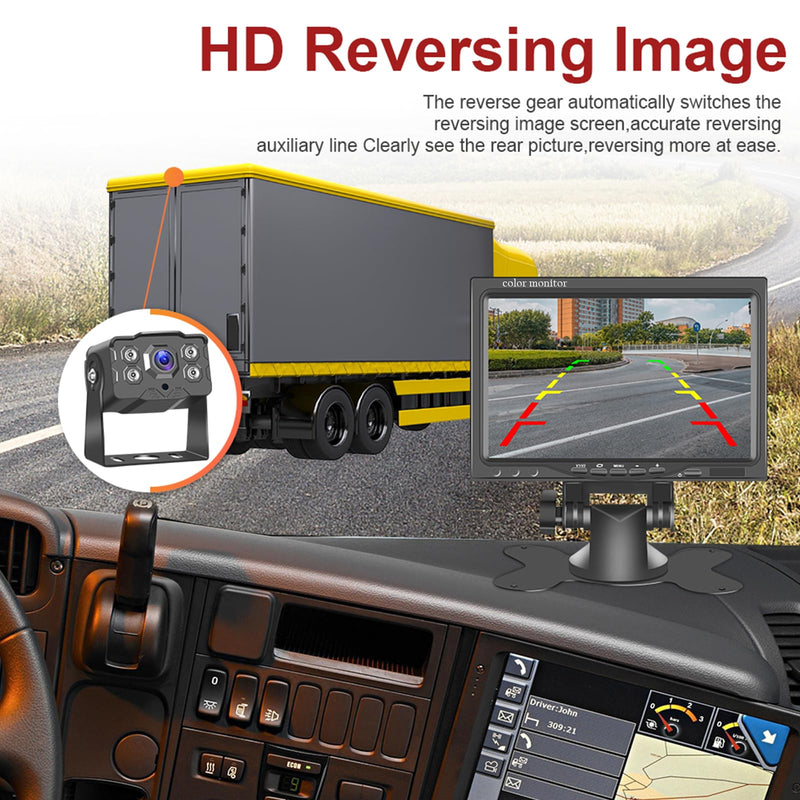 Backup Camera for Truck 7 Inch Monitor Rear View Camera for Truck/Car/Pickup/SUV/ IP66 Waterproof Night Vision