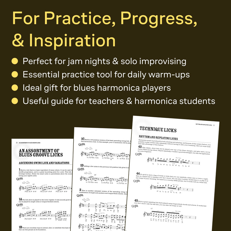 [AUSTRALIA] - 100 Authentic Blues Harmonica Licks Steve Cohen | Harmonica Instructional Book with Online Audio | Learn Blues Harmonica Techniques, Solos, and Riffs | Beginner to Advanced Sheet Music Songbook 