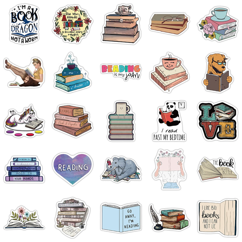 Bookish Stickers Pack 50Pcs Love Reading Stickers for Teens Adult and Reading Lovers Bookish Waterproof Vinyl Decals Laptop Book Water Bottle Phone Stickers