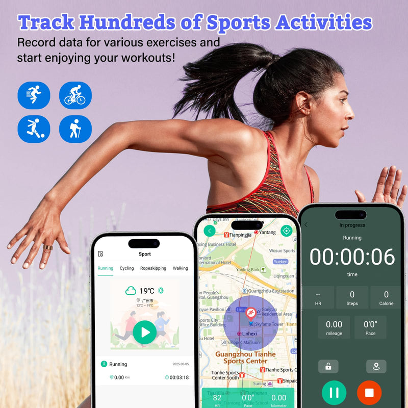 smart ring for women health rings smart ring blood pressure monitor fitness rings for women ring fitness tracker blood pressure ring for men fitness rings Waterproof for iPhone and Android, gold #7 Rose Gold 7#(17.3mm)