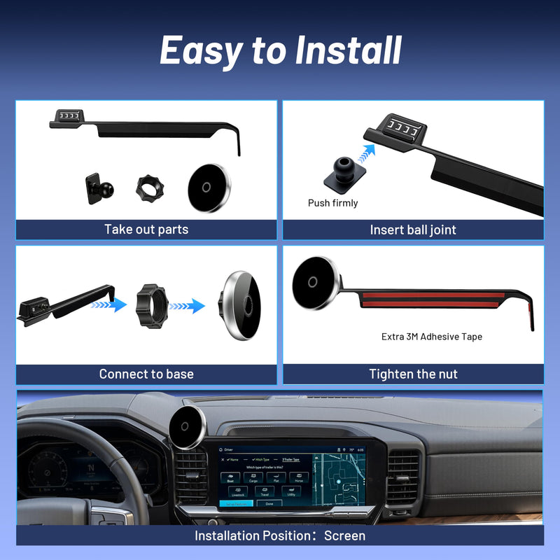Phone Holder for Chevy Silverado 1500/2500/3500 (2022-2026, ONLY Fits 13.4" Screen), MagSafe Car Mount, 15W Magnetic Wireless Charger, 360° Rotating, Hands Free, 2023 Silverado Accessories Interior Chevy Silverado 1500 | 2022-2026 (13.4" Screen)