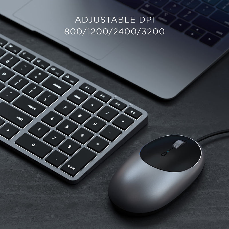 Satechi Aluminum C1 USB-C Wired Mouse – Optical Computer Mouse – Compatible with 2021 iMac M1, 2021 iPad Pro M1, 2020 MacBook Air M1, 2020 Mac Mini (Space Gray) Space Gray