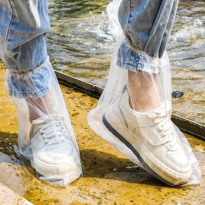 10 Pairs Rain Shoe Covers with Elastic Band, 30 x 28 cm Disposable Boot Covers for Outdoor Camping, Transparent Overshoes, Waterproof, Non-Slip for Men and Women, Child, Transparent