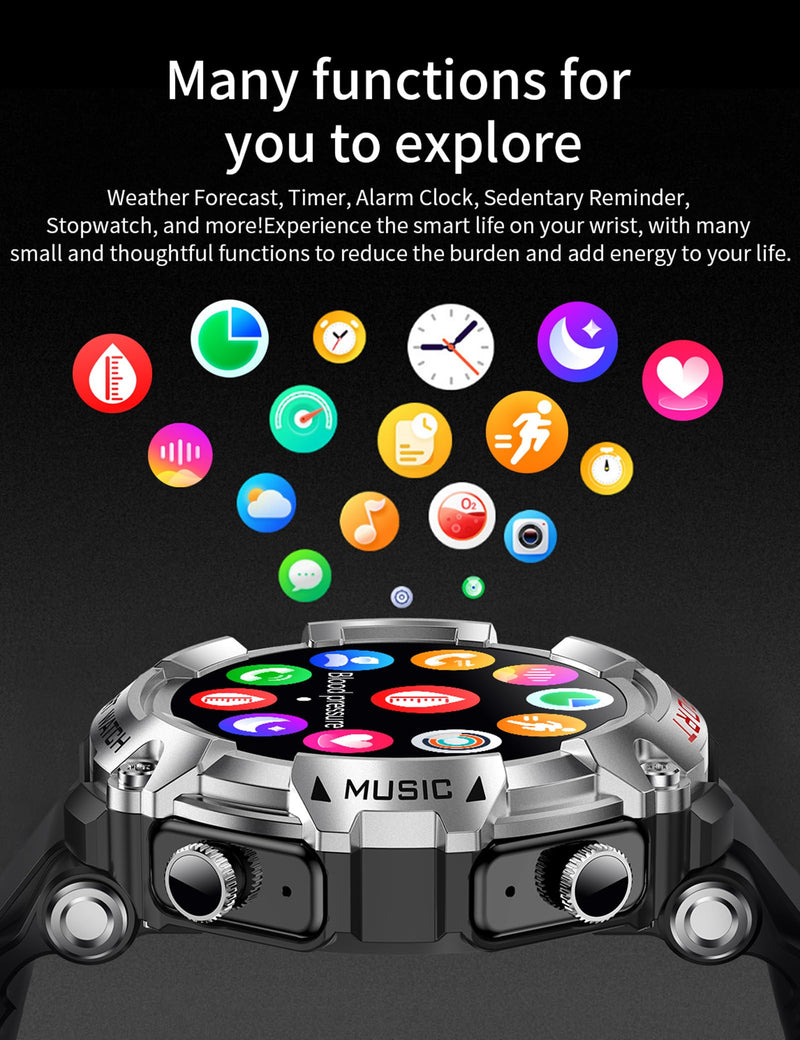 Smart Watch with Earbuds for Men, Smart Watches for Android Phones, Bluetooth Calling can Answer and Make Calls, Military Resistant Fitness, Sports Fitness Tracker with Step,Heart Rate black