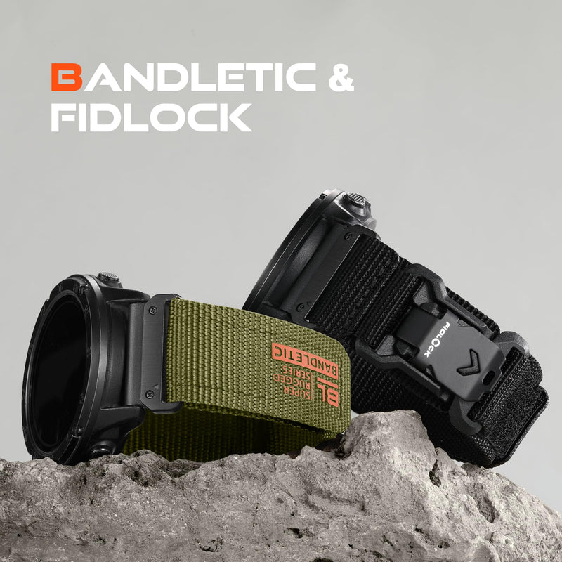 Bandletic 26mm Quick Fit Compatible with Garmin Fenix 8 7X 6X 5X Watch Band | Rugged Nylon Strap with Magnetic Fidlock V-Buckle, For Fenix 8 51mm/7X 6X Pro/5X Plus/3 HR/Tactix/Epix Pro2 51mm/Instinct 2X Black Large (7.3"-8.7")