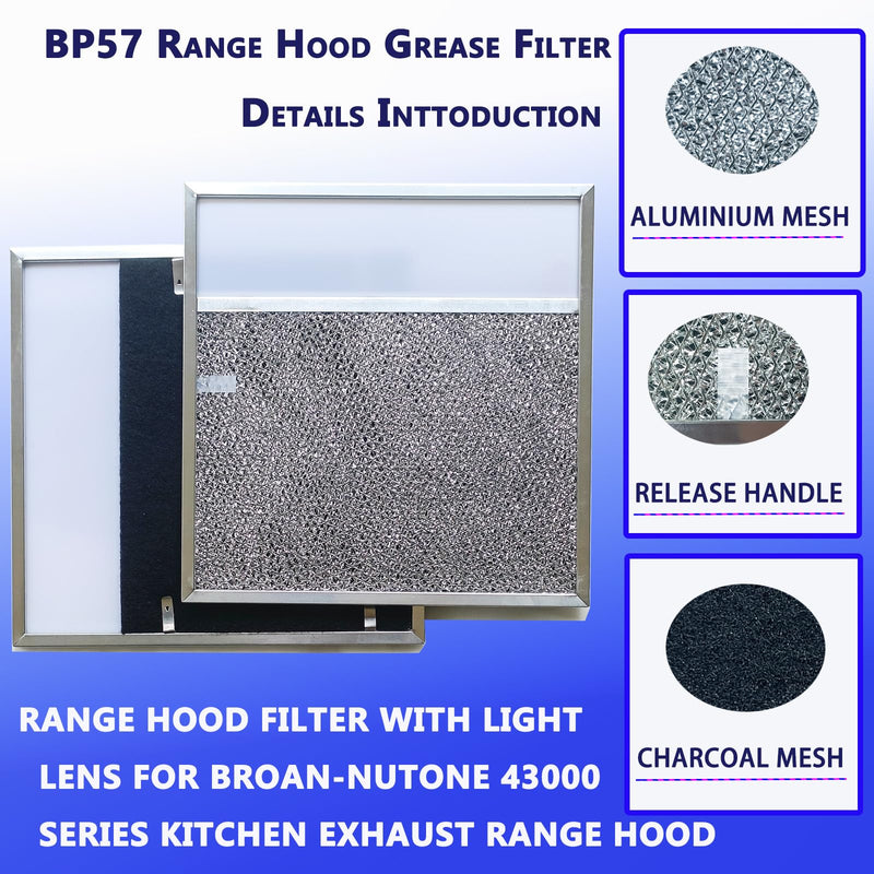 BP57 Stove Hood Vent Filter for 43000 Series Br-oan Range Hood Filters with Light Lens 11 3/8" x 11 3/4" The Kitchen Exhaust Carbon Fan filter It's fit for Nut-one Grease Filter Replacement(1-Pack)