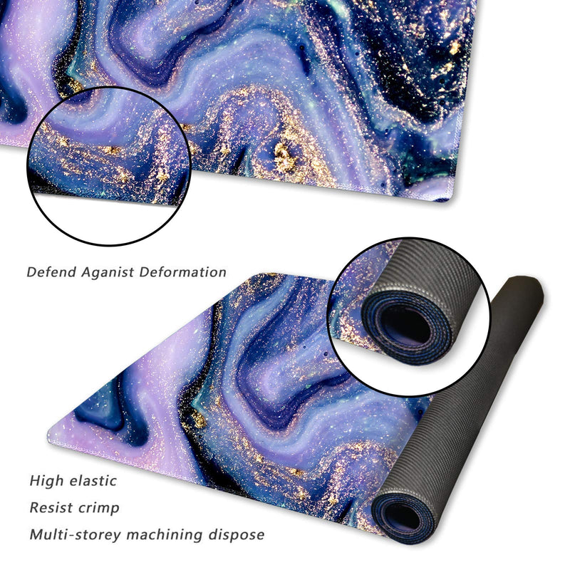 Extended Gaming Mouse Pad XXL ArtSo Large Keyboard Mat Long Mousepad Desk Decor Writing Pad Non Slip Rubber Base Stitched Edges for Work, Game, Office, Home, 35.1" x 15.7" , Purple Marble