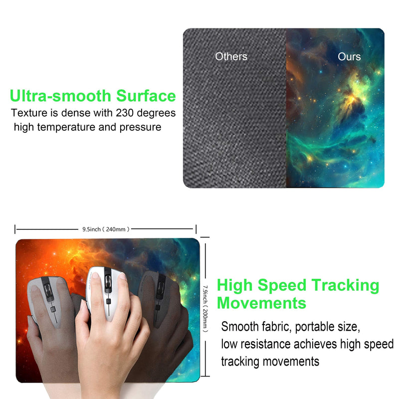 Shalysong Cool Galaxy Mouse Pad Personalized Custom Design Computer Laptop Mouse Pad Non-Slip, Washable 9.7 x 7.9 inch Square galaxy