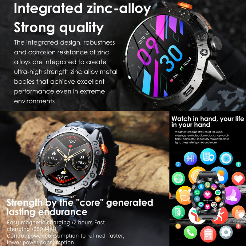 Smart Watches for Men(Answer/Make Call), 1.43" AMOLED Fitness Tracker Watch with Blood Pressure/Heart Rate Monitor, SpO2, Fitness Watch for Men, Smart Watch for Android/iOS Phones, 3 Bands (Black) Black