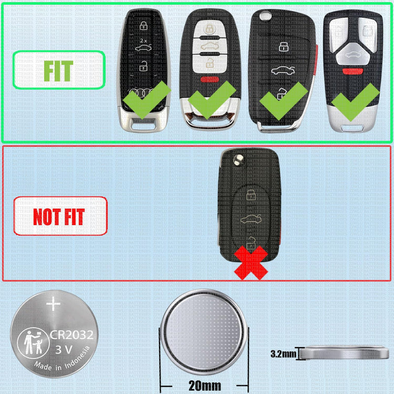 Key Fob Battery Replacement for Audi A1 A3 A4 A5 A6 A7 A8 Q3 Q5 Q7 Q8 R8 RS RS3 RS4 RS5 RS6 RS7 S3 S4 S5 S6 S7 S8 SQ5 SQ7 SQ8 TT Quattro TTS Allroad Sportback Remote Key