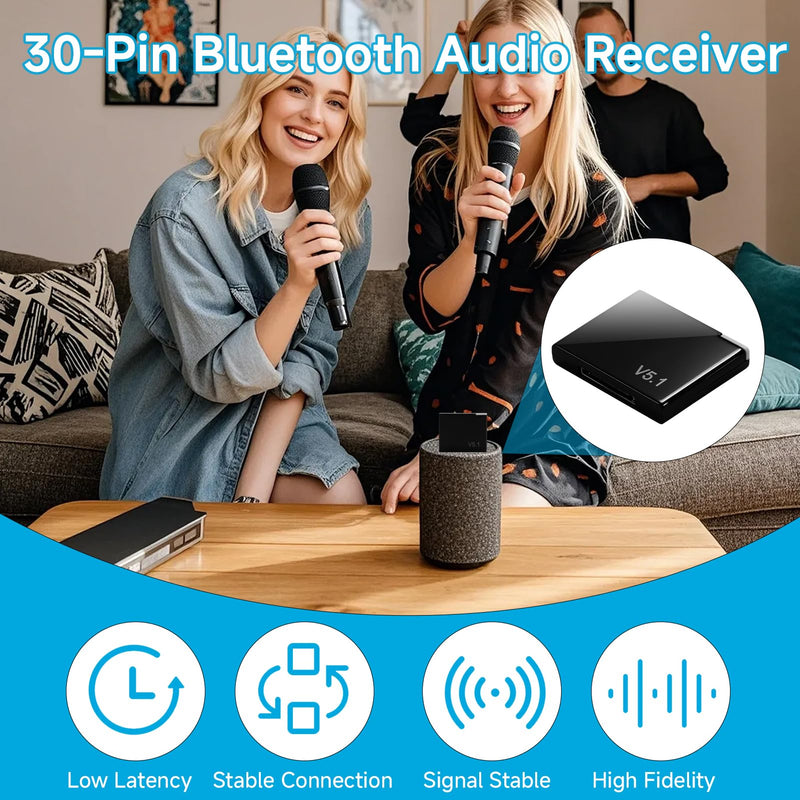 Bluetooth 5.1 30 Pin Bluetooth Adapter Receiver for Bose iPod Sounddock | for 30 pin iPod iPhone Music Docking Station, Digital Music System Home Entertainment Speakers (Not for Car and Motorcycles)