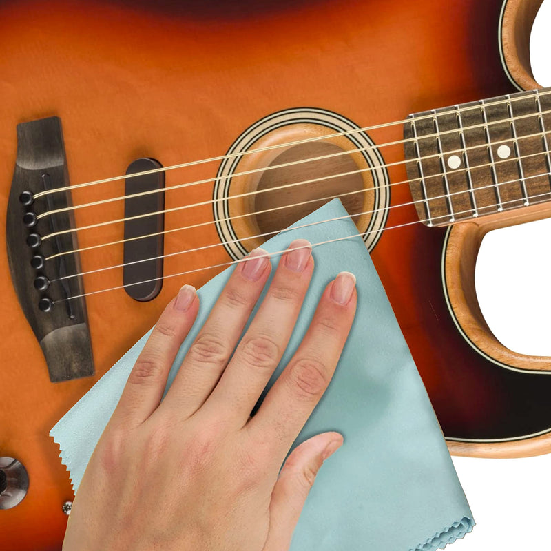 6 Pack Guitar Cloths, 12"x12" Microfiber Flute Cleaning Cloth for Musical Instruments Polishing & Cleaning Cloths for Guitar Flute Violin Piano Clarinet Trumpet Sax