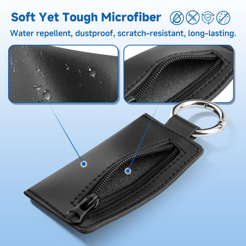 Microfiber USB Flash Drive Holder Case with Keychain | Anti-Slip Zipper Pouch, Storage Case Compatible with AirTag SD TF Card, for Small Medium USB Drives, 1PC, Black, Case Only