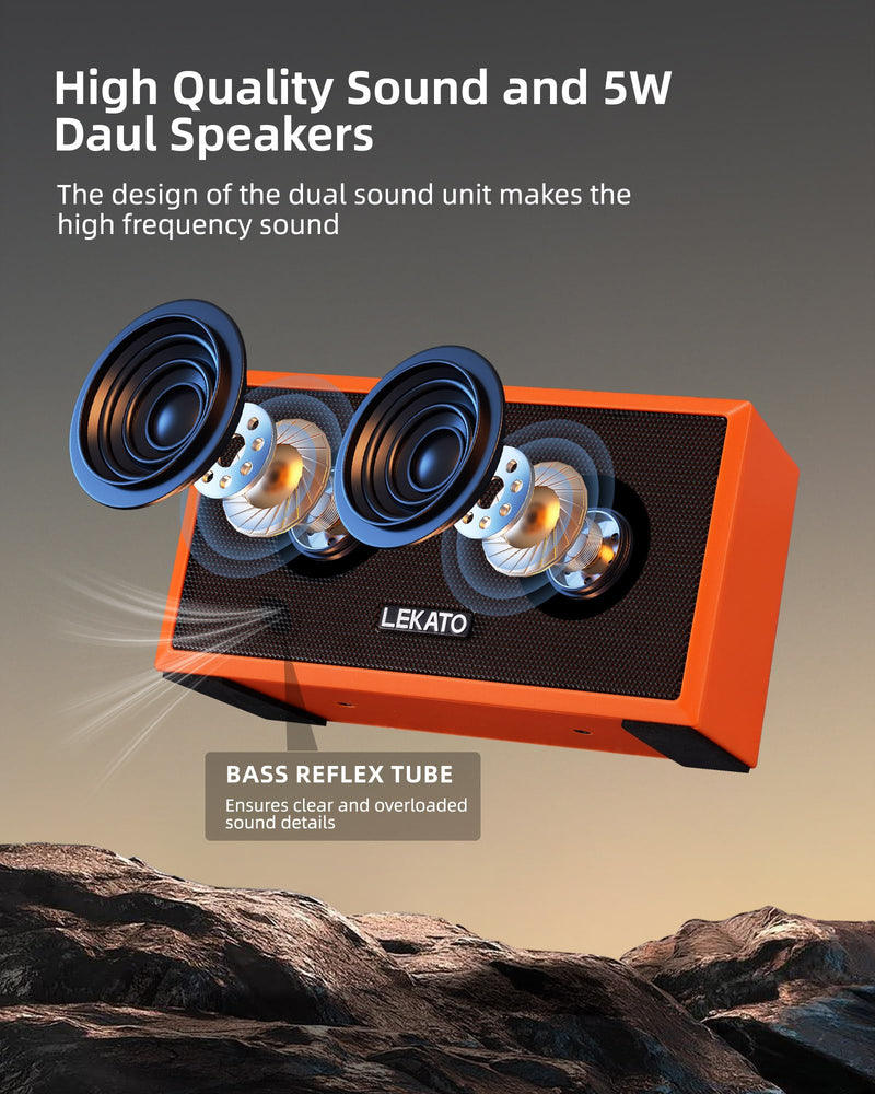 LEKATO Mini Guitar Amplifier with Clean Overdrive Effects 5W Rchargeable Electric Guitar Amp Small Bass Amplifier Bluetooth Bass Amplifier for Daily Practice,Orange Orange