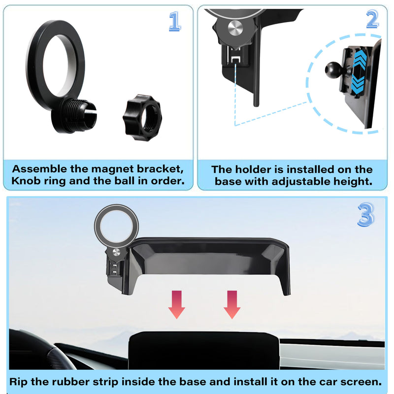 Car Phone Holder for 2022-2024 Mitsubishi Outlander 9" Screen Accessories | MagSafe Strong Magnetic Clip Cell Phone Mount, 360° Rotatable HandsFree Holders, with Organizer Tray, Not Block Air Vents ﻿ fit for 2022-2024 Mitsubishi Outlander(9 Inch)