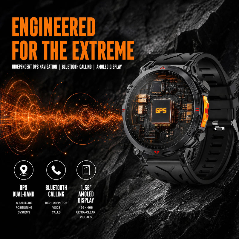 GPS Military Smart Watches for Men, 1.56" AMOLED Screen Bluetooth Call, Smartwatch for Android Phones and iPhone, 100+ Sport Modes, 3ATM Waterproof Smart Watch with Compass