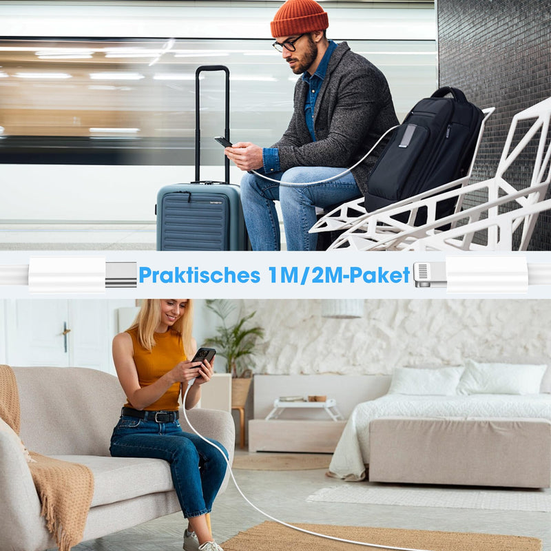 Lightning Cable USB C 2 Pack 1 M + 2 M for iPhone Charging Cable MFi Certified Original for Apple Fast Charging Cable for iPhone 14/13/12/11/Pro/Pro Max/Mini/XR/XS/XS Max/X/8/7/6/6s/Plus/iPad White
