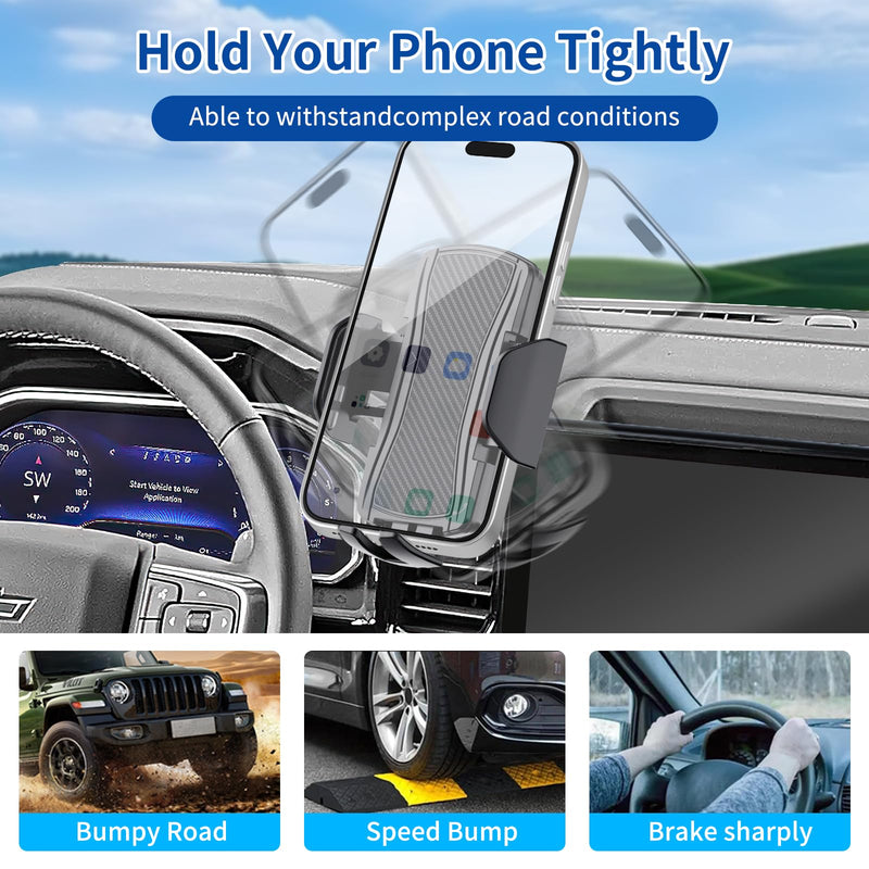 Car Phone Holder for 2022-2026 Chevrolet Silverado 1500/2024-2026 Silverado 2500HD 3500HD/2023-2025 GMC Sierra 1500 2500HD（13.4 inch screen），for Smartphone Cradle Auto Accessories，360 Degree Rotation