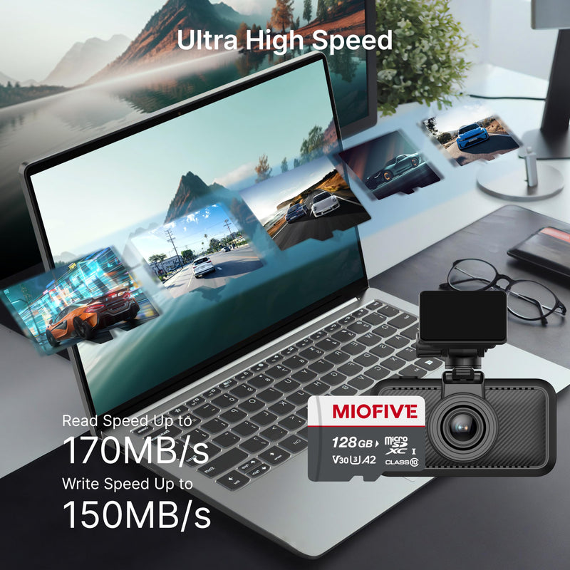 [AUSTRALIA] - Miofive Memory Card - Ultimate Micro SD Card with USB 3.0 Type-C Card Reader 170MB/s, C10, U3, A2, V30, 4K for Dash Cams, Android Smartphones, Tablets, and Gaming Devices (128GB) 