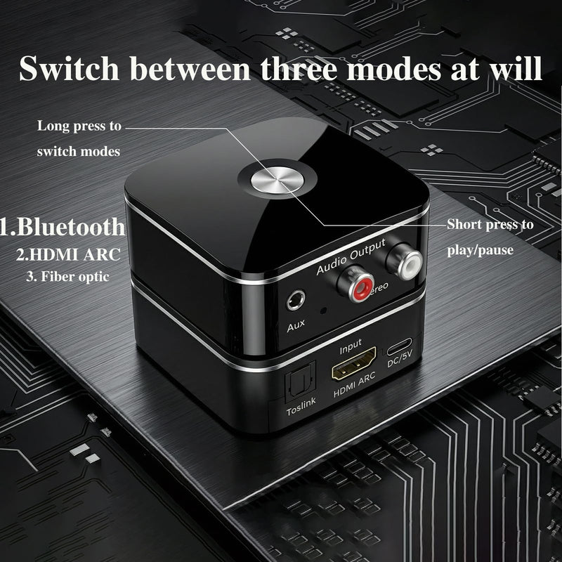 HDMI ARC Audio Extractor Converter,with Bluetooth 5.3 Audio Receiver Digital to Analog Audio Converter, SPDIF/HDMI ARC RCA Adapter with Button Control for Stereo L/R 3.5mm Jack for TV