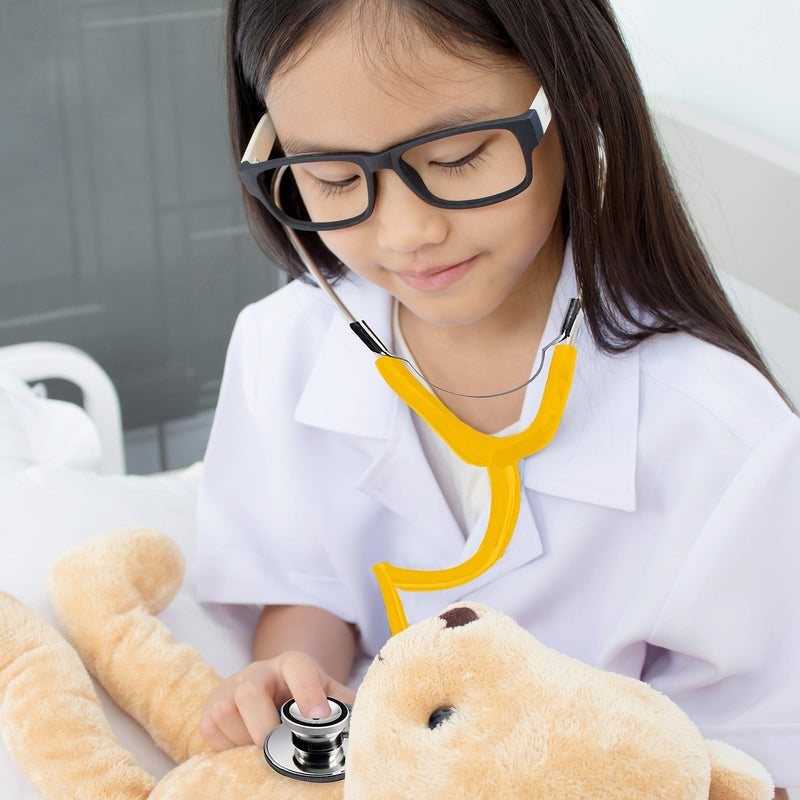 TRIXES Double Dual Headed Stethoscope for Nurses Vets Students Home Healthcare (Yellow) yellow