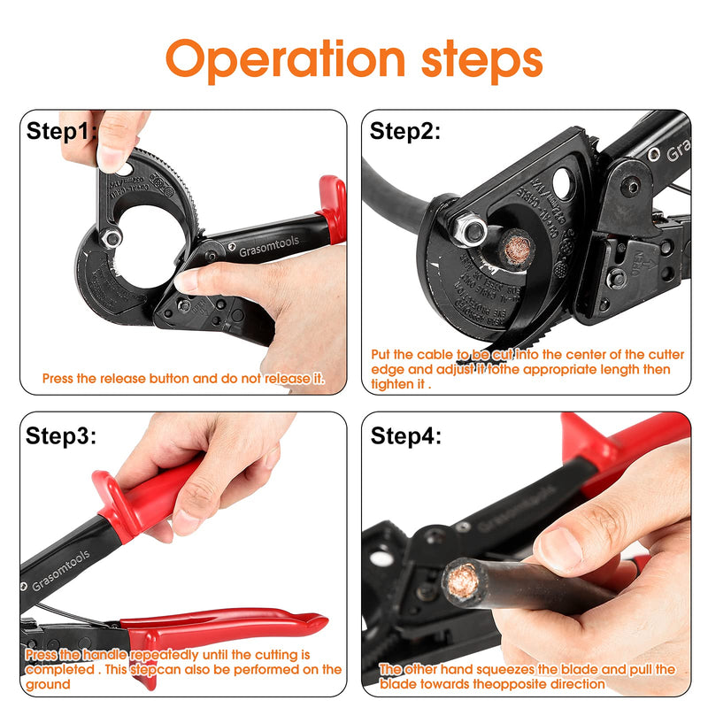 Ratchet Cable Cutter,Ratcheting Cutter and Wire Cable Cutter Cut up to 240mm², HS325A Heavy Duty Aluminum and Copper Ratchet Cable Cutter (HS325) HS325