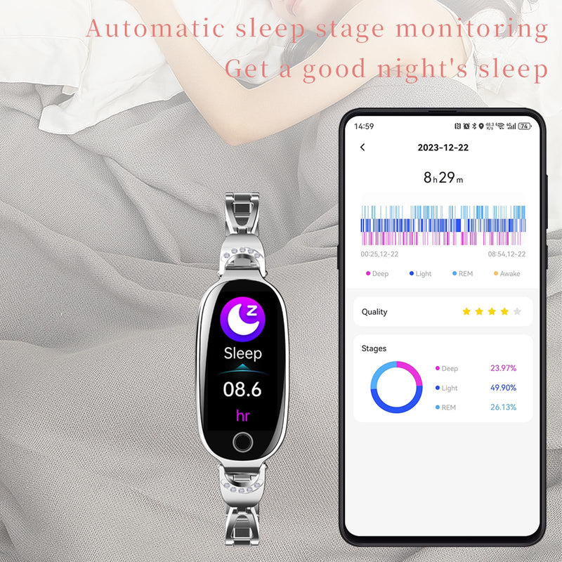 Yihou Fitness Trackers for Women Fitness Watch Smart Watch with Multiple Sport Modes Sleep Monitoring Heart Rate Monitor Female Health for Android iOS Golden Chain