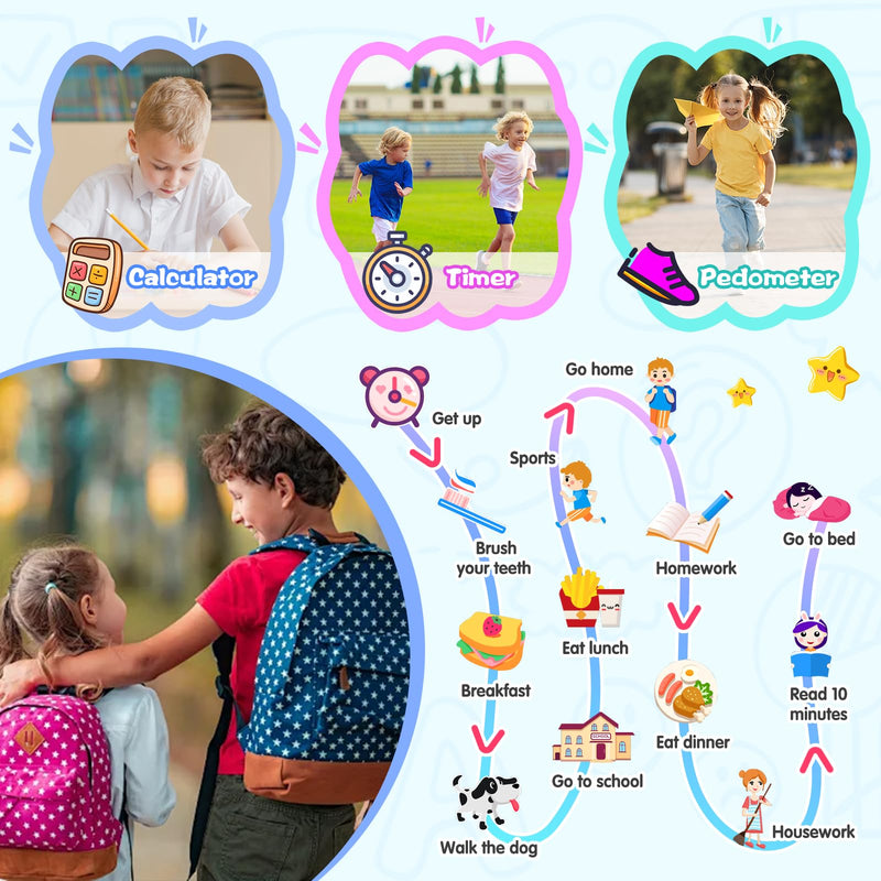Smart Watch for Kids Suitable for Boys and Girls 4-12 Years with 19 Games Camera Video Music Alarm Clock Audiobook Learn Card Calculator Educational Kids Smartwatch Toys Birthday Idea(Blue)