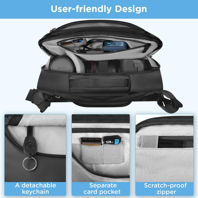 Camera Sling Bag,Waterproof Camera Case with Tripod Holder,DSLR/SLR/Mirrorless Camera Bags Crossbody for photographers-Black Black