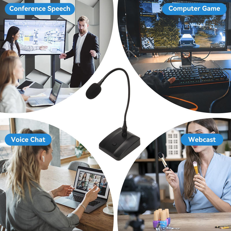 [AUSTRALIA] - Gooseneck Condenser Microphone, 6.35mm Wired Microphone with Mute Button Desktop Microphone Computer Mic Podium Microphones Desktop Paging Mic Corded Voice Mic for Meetings Lectures Recording 