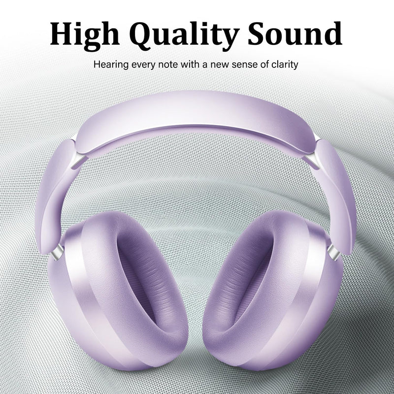 Wentronic Y04 Wireless Bluetooth Over-Ear Headphones – Immerse in Every Beat with Active Noise Cancelling & Hi-Res Sound, 48H Playtime, Soft Ear Cushion for All-Day Comfort, Purple
