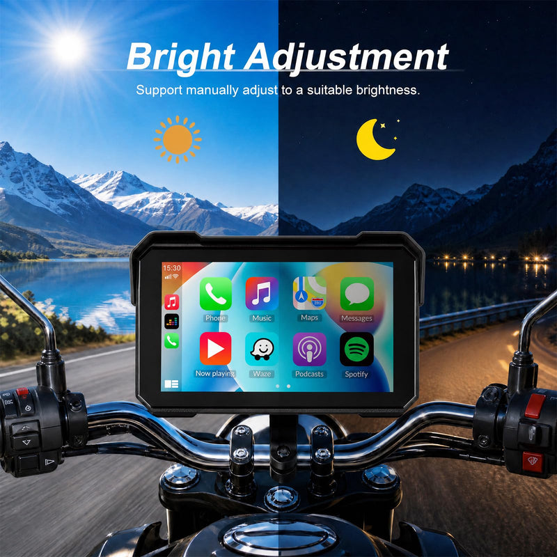 SIXTOP Motorcycle CarPlay Screen with Wireless Apple CarPlay Android Auto, IP68 Waterproof Touch Screen 5 inch GPS Navigation Carplay para Moto, Bluetooth, Siri Google Voice Control