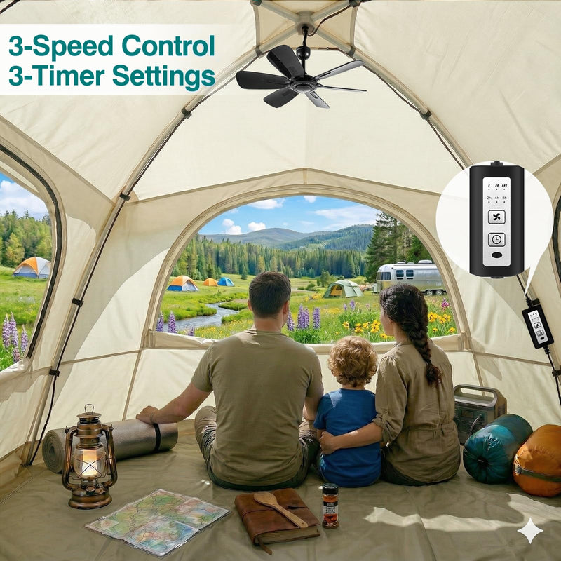 17.7-inch Portable Hanging Fan with 6 Blades,Ceiling Fan with Remote Control Timing 3 Speed,USB Plug In,5V DC Powered Indoor/Outdoor Use for RV, Camping, and Canopy(with remote control)