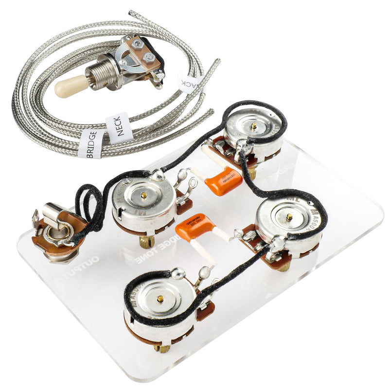 Musiclily Pro LP STD Modern 60s Pre-wired Wring Harness Kit Upgrade for Epiphone LP Style Electric Guitar, Nickel Switch Pre-wired Modern 60s