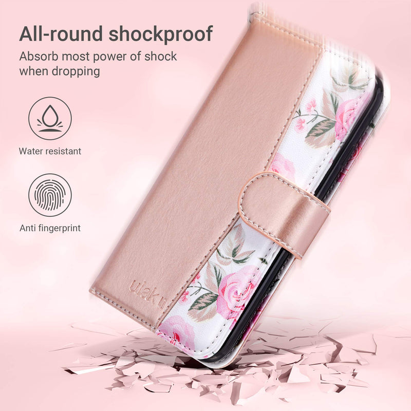 ULAK Case for iPhone SE 3 Wallet 2022, iPhone 8 Wallet, iPhone SE Wallet 2020, iPhone 7 Flip Case, PU Leather Kickstand Card Holder Protective Cover for iPhone 7/8/iPhone SE 2nd 3rd Gen Rose Gold