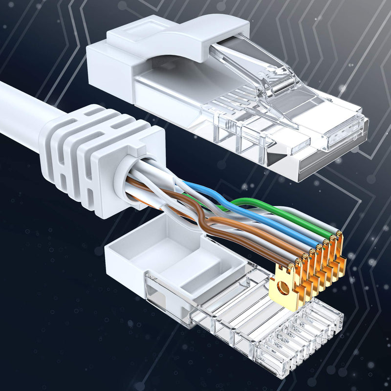 Maximm Cat6 Ethernet Cable 5 Ft, 10 Gbps 550 MHz, Snagless RJ45, White, 20 Pack 5 Feet
